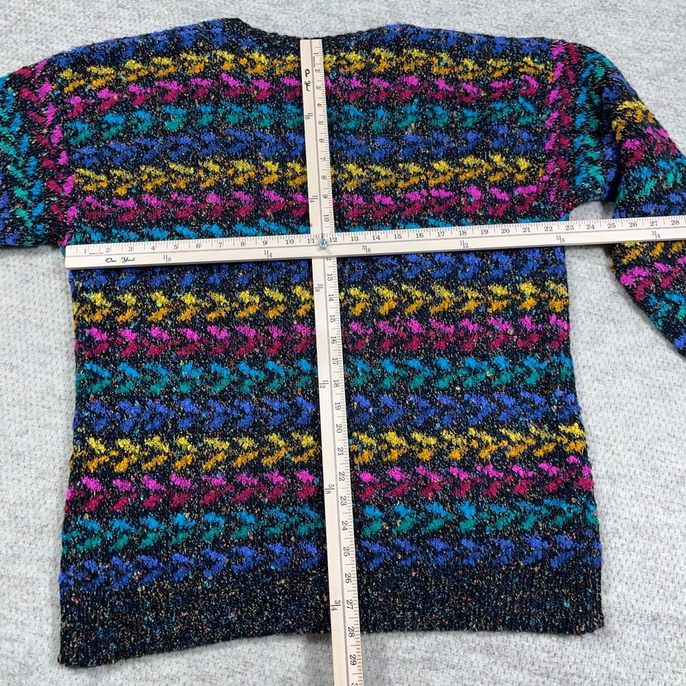 Vintage Koret Cardigan Sweater Women XL Multi Pink Blue 90s Grandpa Boho Knit - Picture 6 of 10